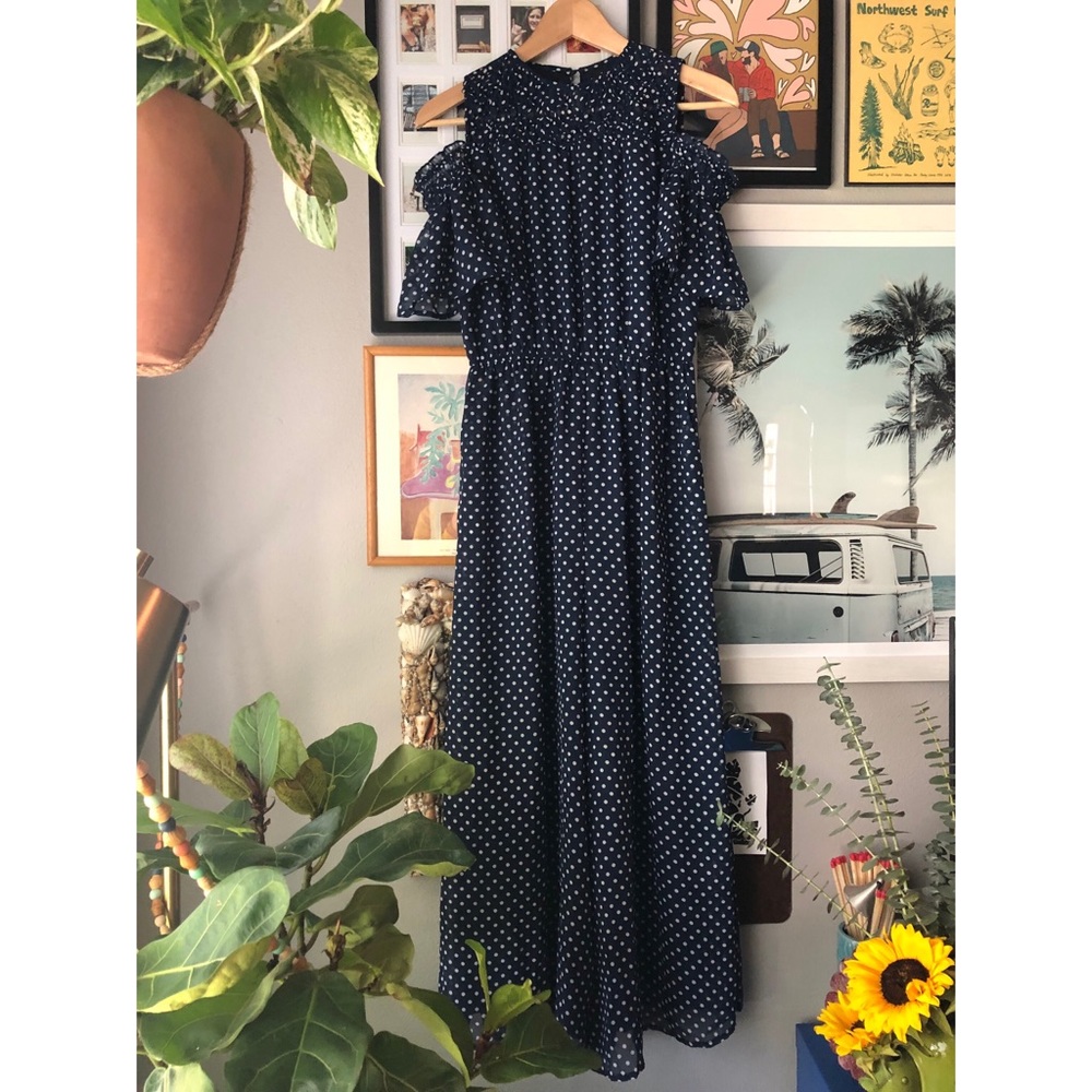 Blue and white polka dot jumpsuit Size Small